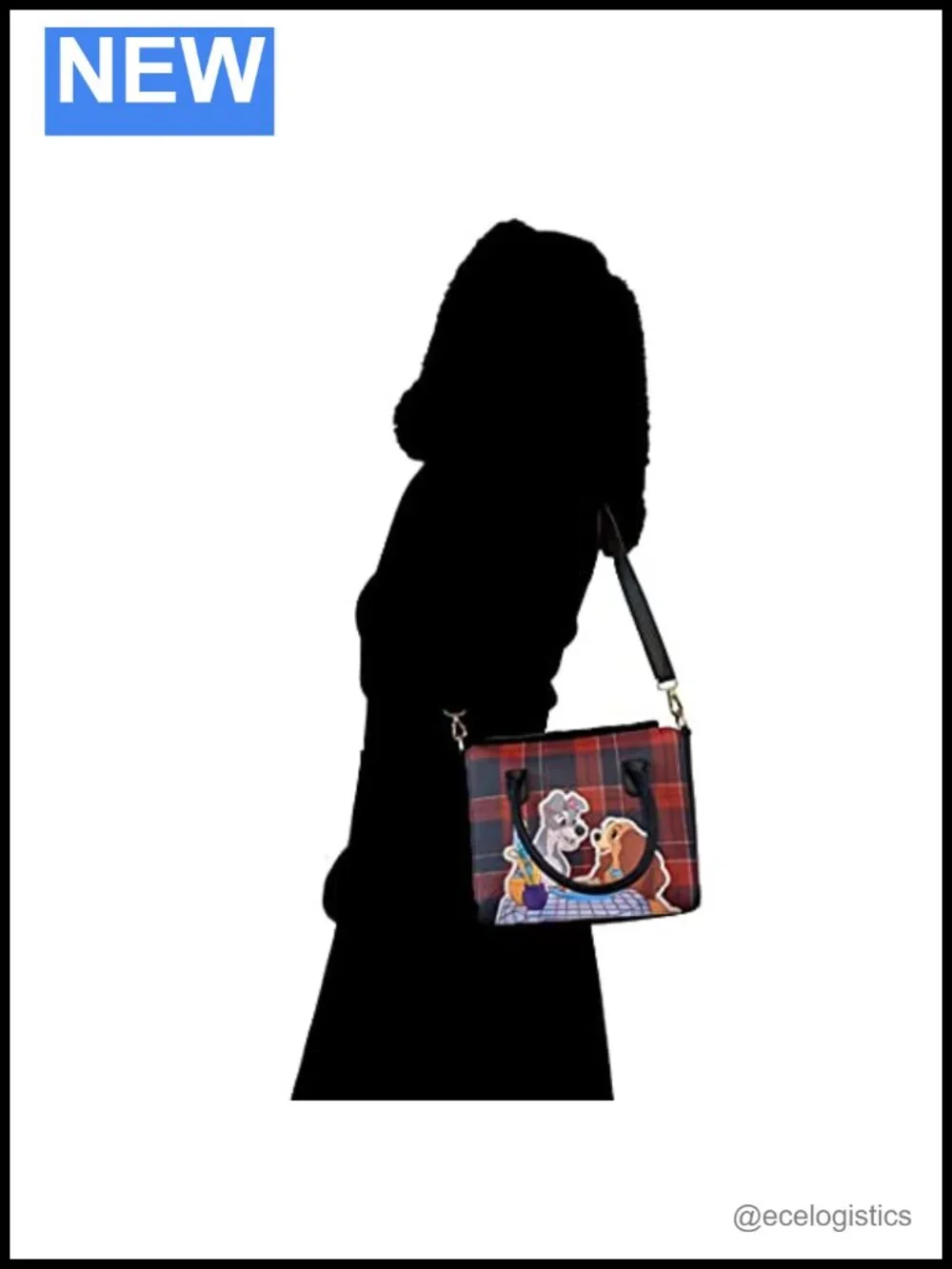 Loungefly Disney Lady and the Tramp Plaid Dinner Crossbody Bag Faux Leather